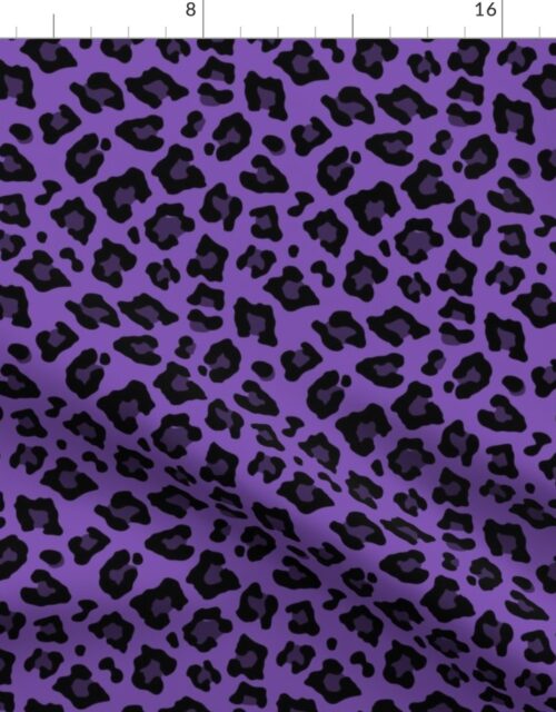 Leopard Spots Animal Repeat Pattern Print in Purple and Black Fabric