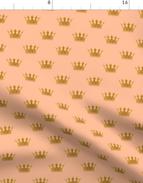 1.5 inch Mini Faux Gold Crowns on Peach Fuzz color of the Year 2024 Fabric
