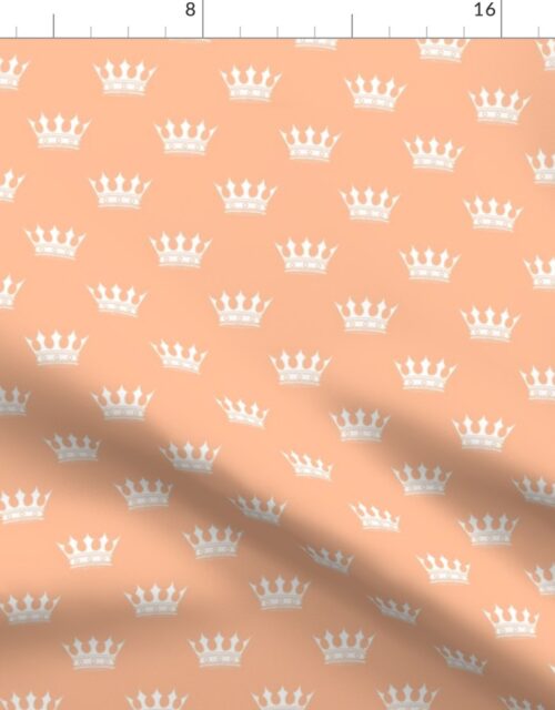 1.5 inch Mini White Crowns on Peach Fuzz color of the Year 2024 Fabric
