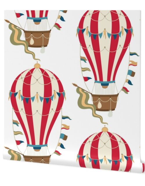 Vintage Ornamental Red Striped Hot Air Helium Balloons Wallpaper