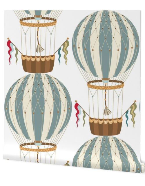 Vintage Ornamental Blue Striped Hot Air Helium Balloons Wallpaper