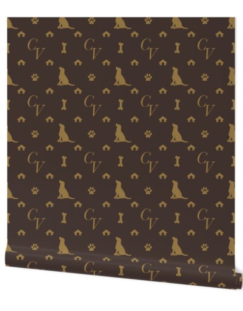 Louis Luxury Dog Attire Monogram Pattern Wallpaper