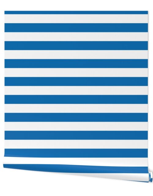 Biscayne Blue Horizontal Tent Stripes Florida Colors of the Sunshine State Wallpaper