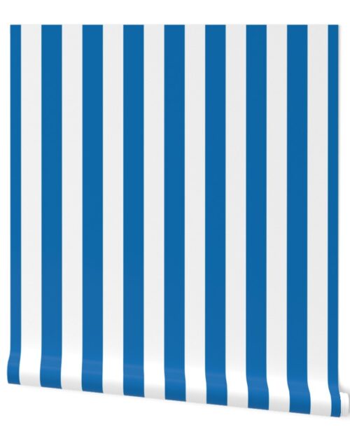Biscayne Blue Vertical Tent Stripes Florida Colors of the Sunshine State Wallpaper