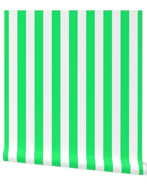 Lime Mojito Green Vertical Tent Stripes Florida Colors of the Sunshine State Wallpaper