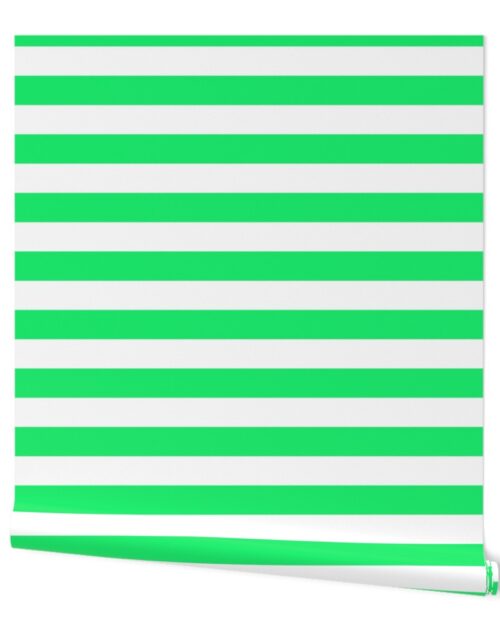 Lime Mojito Green Horizontal Tent Stripes Florida Colors of the Sunshine State Wallpaper