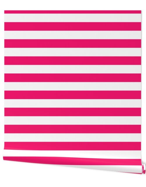 Florida Flamingo Pink Horizontal Tent Stripes Florida Colors of the Sunshine State Wallpaper
