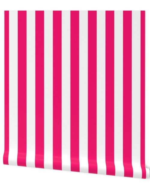 Florida Flamingo Pink Vertical Tent Stripes Florida Colors of the Sunshine State Wallpaper