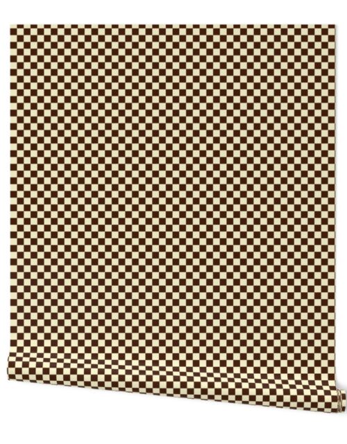 Chocolate Brown and Cream Checkerboard Squares Wallpaper