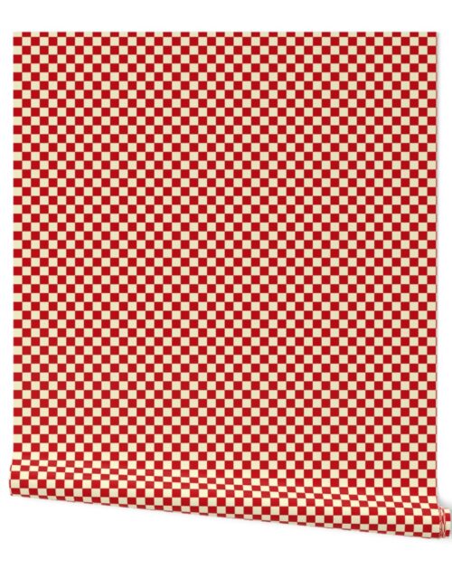 Brick Red and Cream Checkerboard Squares Wallpaper