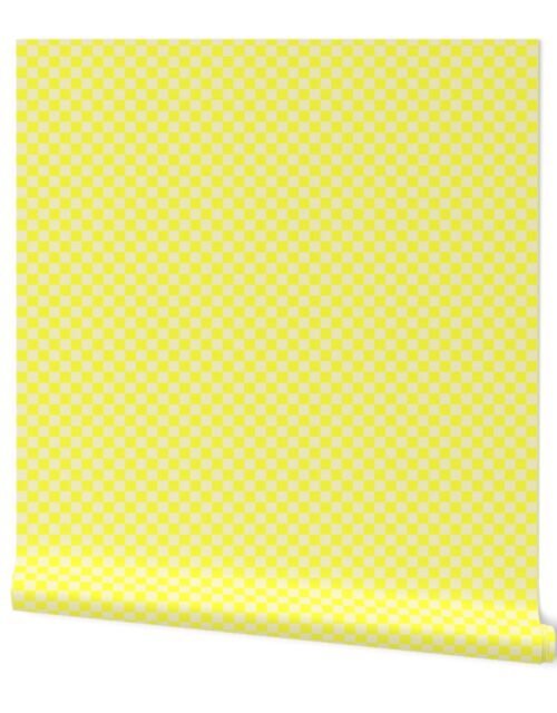 Canary Yellow and Cream Checkerboard Squares Wallpaper
