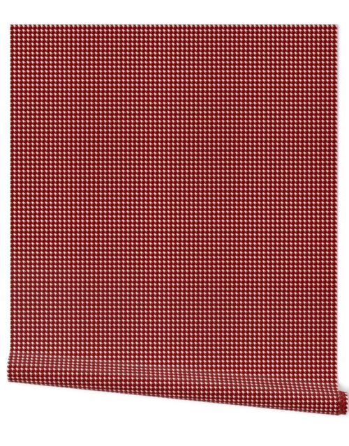 Dark Christmas Candy Apple Red Houndstooth Check Wallpaper