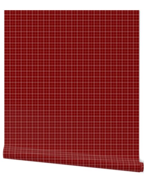 Dark Christmas Candy Apple Red Plaid Check with White Wallpaper
