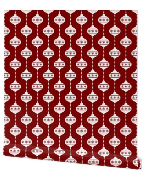 Large Dark Christmas Candy Apple Red with White Ball Ornaments Wallpaper