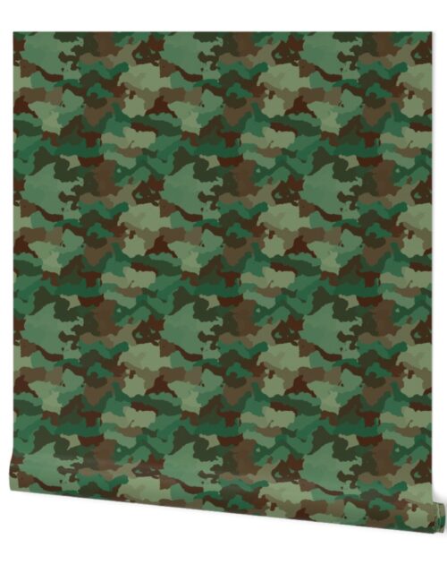 Military Army Green and Khaki Brown Camo Camouflage Print Wallpaper