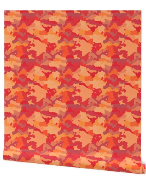Bush Fire Flame Red Camo Camouflage Pattern Wallpaper