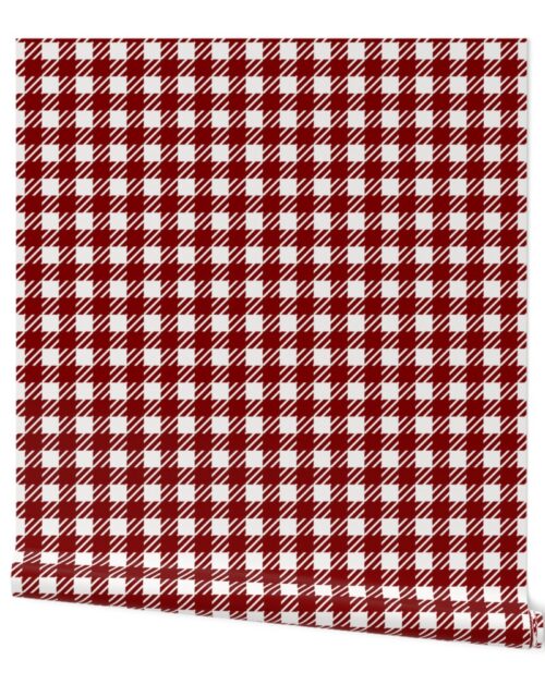 Large Dark Christmas Candy Apple Red Gingham Plaid Check Wallpaper