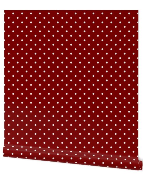 Large White Polka Dots On Dark Christmas Candy Apple Red Wallpaper