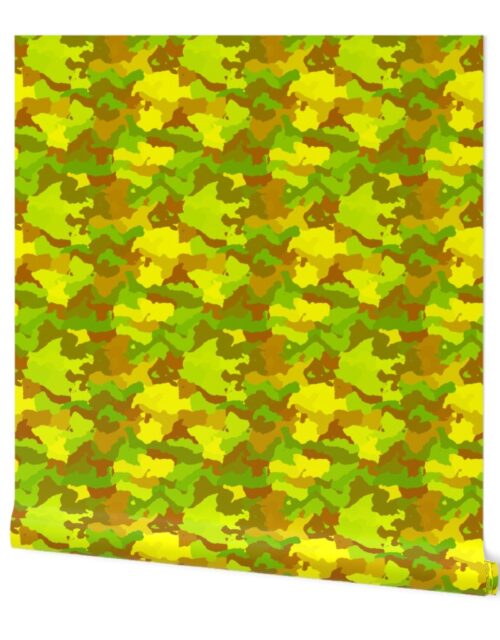 Yellow and Green Tropical Rainforest Camo Camouflage Wallpaper