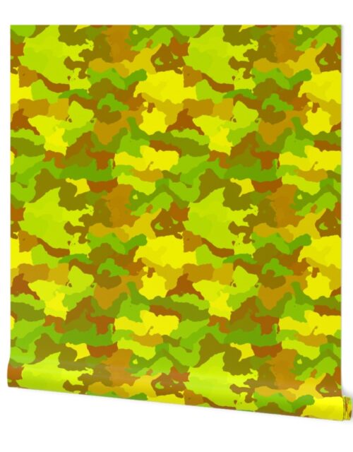 Small Yellow and Green Tropical Rainforest Camo Camouflage Wallpaper