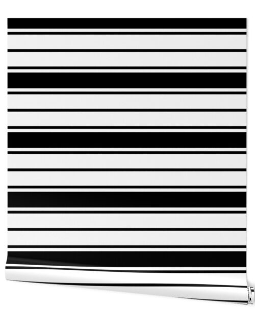 Black and White Horizontal French Stripe Wallpaper