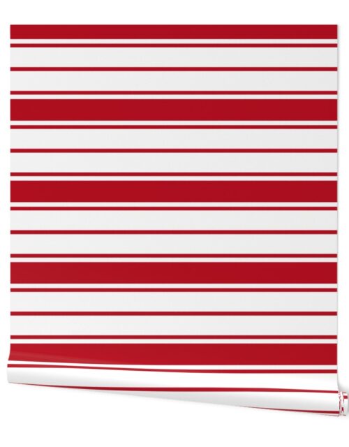 Cherry Orchard Red and White Horizontal French Stripe-orchard-red-and-white-vertical-french-stripe Wallpaper