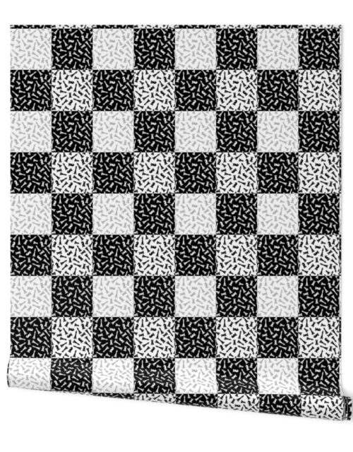 Small Black and White Gingham Chess Check Wallpaper