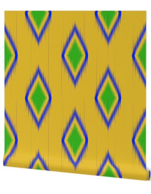 Ikat in Bright Yellow, Lilac and Hot Pink Geometric Shapes Wallpaper