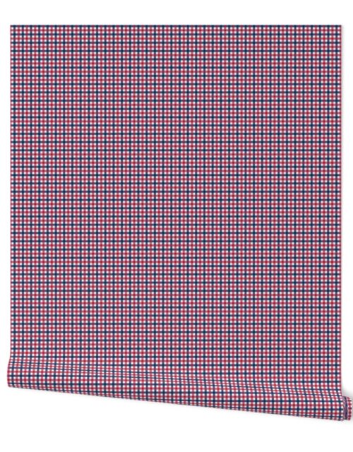 USA Red, White and Blue Classic 1/4 Inch Gingham Check Wallpaper