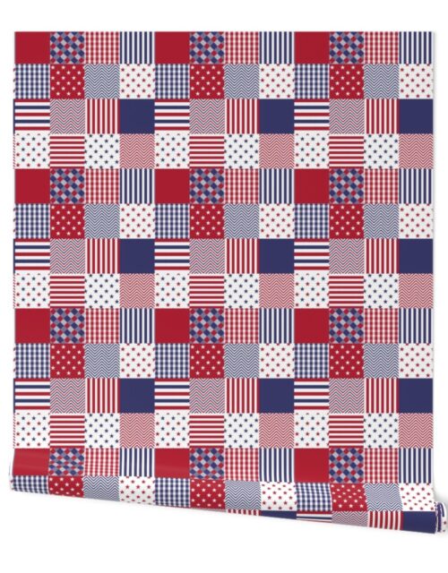 USA Micro Flag Patchwork Quilt Squares Wallpaper