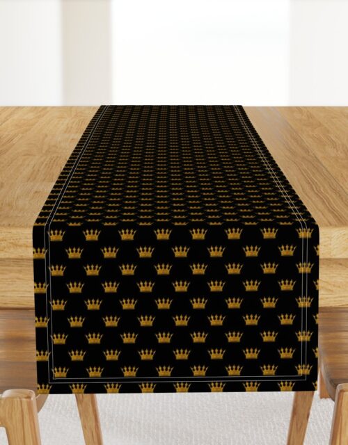 Micro Gold Crowns on Midnight Black Table Runner