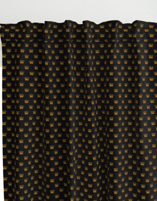 Micro Gold Crowns on Midnight Black Curtains