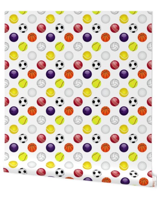 All Sports Balls Soccer, Tennis, Basket, Base, Cricket, Volley, Golf, Soft and Pool Balls on White Wallpaper