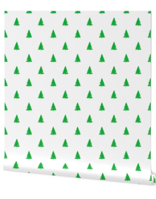 Christmas Tree in Green Glitter on Snow White Wallpaper