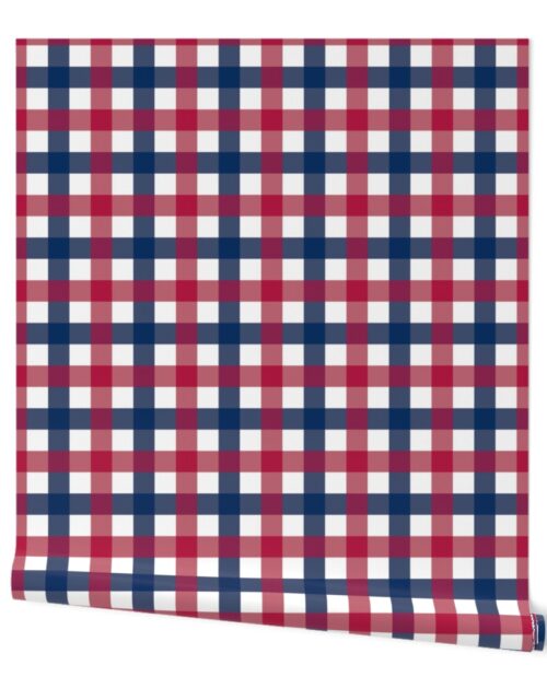 USA Red, White and Blue Jumbo 2 Inch Gingham Check Wallpaper