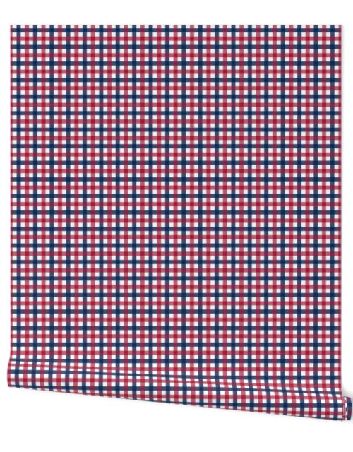 USA Red, White and Blue Medium 1/2 Inch Gingham Check Wallpaper