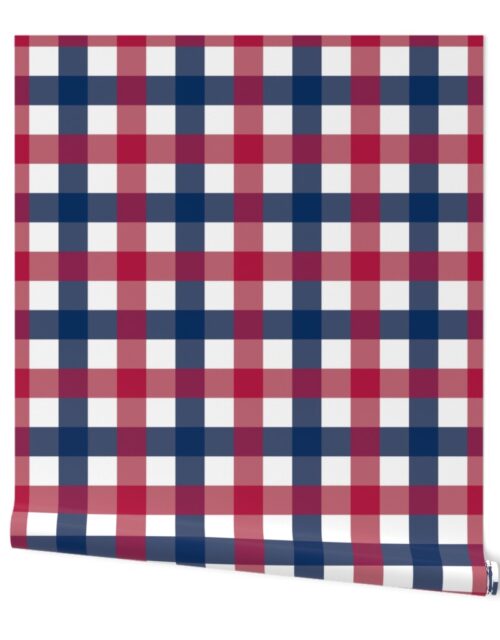 USA Red, White and Blue Mega 3 Inch Gingham Check Wallpaper