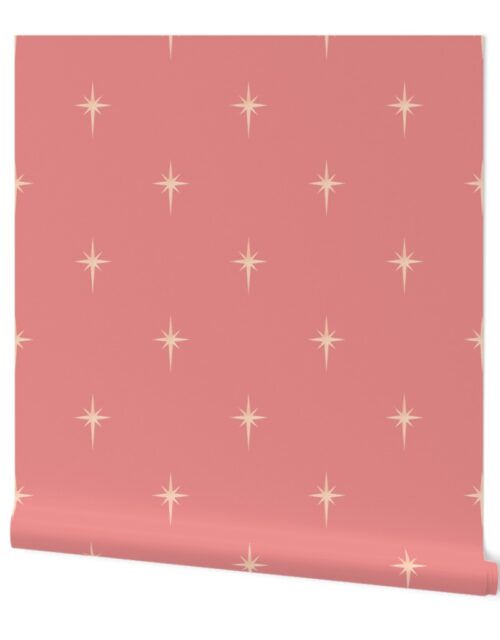 Christmas Faux Rose Gold Foil Star in Deep Pink Wallpaper