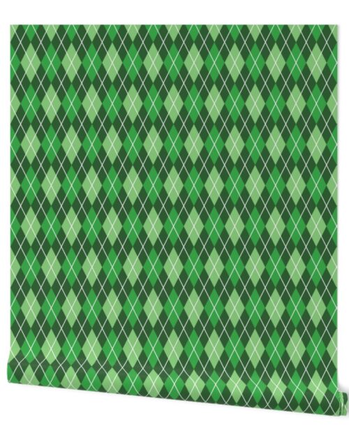 Bright Green St Patricks Day Holiday Argyle Diamond Check Wallpaper