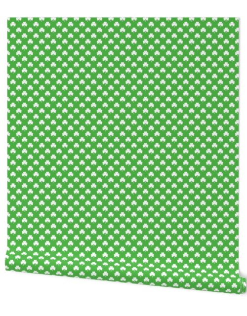 White Heart-Shaped Clover on Green St. Patricks Day Wallpaper