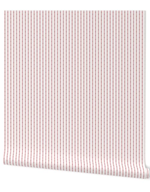 Puckered Seersucker-look White Pin Stripes in Shades of Pink Clay Wallpaper