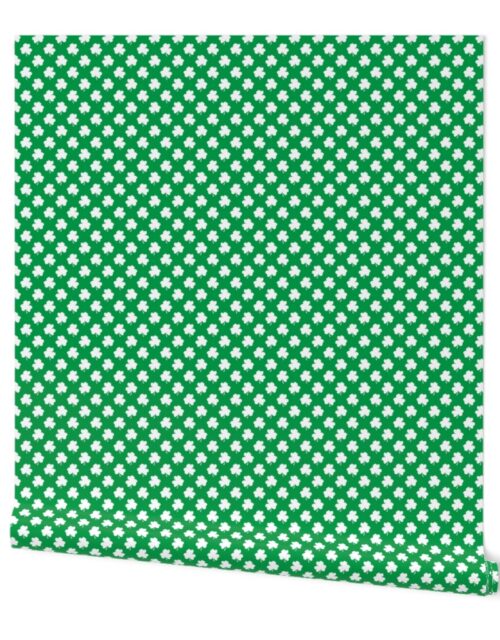 White Heart-Shaped Clover on Green St. Patricks Day Wallpaper
