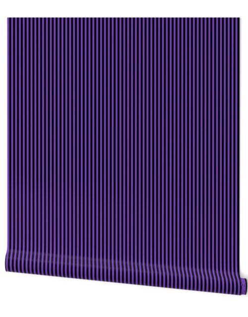Micro Thin Halloween Stripes in Purple and  Black Wallpaper