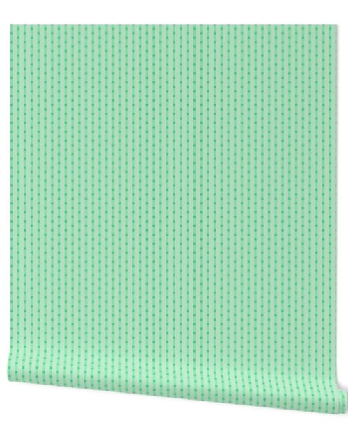 Puckered Seersucker-look Pin Stripes in Shades of Minty Green Wallpaper