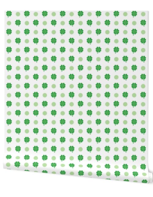 Bright Green St Patricks Day Holiday Irish Lucky Four Leaf Clover Shamrock with Dots Wallpaper