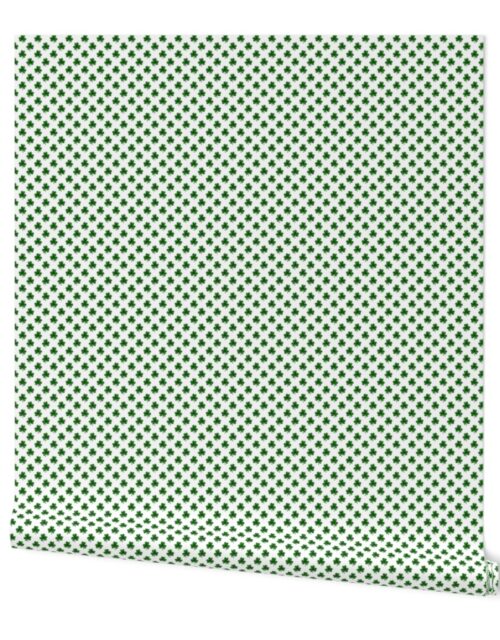 Shamrock 2-Tone Green on White St.Patrick’s Day Clover Wallpaper