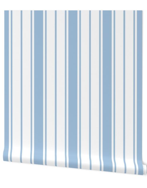 Blue and White Vertical French Stripe Wallpaper