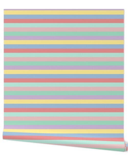 Pastel Easter Stripes Horizontal Wallpaper