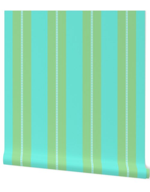 Mint and Seafoam Aqua Cabana Beach Bubble Stripes Wallpaper