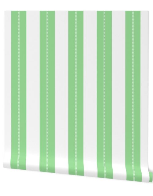 White and Mint Green Cabana Beach Bubble Stripes Wallpaper